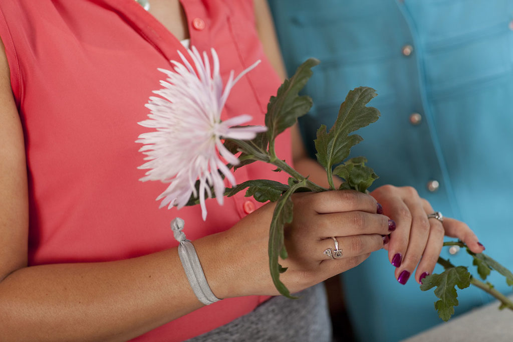 Caregiver with flower